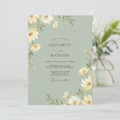 Salbei-Weiche-Creme-Blättrige-Hochzeit Einladung (Stehend Vorderseite)