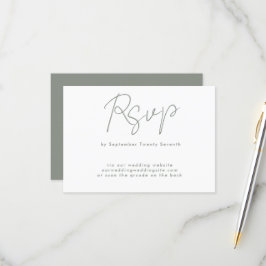 Salbei-Weiß-Website QR CODE BACK RSVP Karte