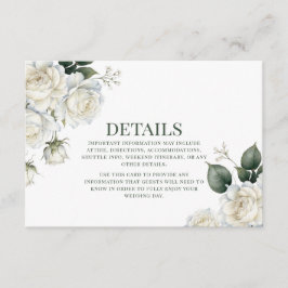 Salbei & Weiße Rose Florale Hochzeit Begleitkarte