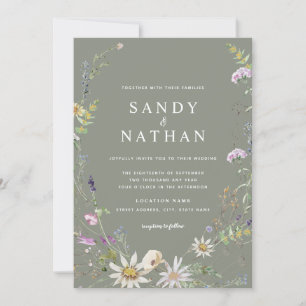 Salbei Whimsical Wildblumen Botanische Hochzeit Einladung
