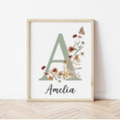 Salbei Wildblume Boho Mädchen Kinderzimmer Name Mo Poster