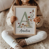Salbei Wildblume Boho Mädchen Kinderzimmer Name Mo Poster