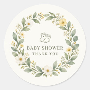 Salbei-Wildblumen-Baby-Shower-Dankeschön-Gunstvers Runder Aufkleber