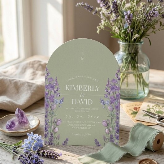 Salbei-Wildblumen-Hochzeit Einladung