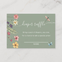 Salbei-Wildblumen-Windel-Raffle-Baby-Shower-Spiel