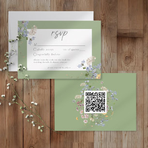 Salbei-Wildblumengarten Elegante Hochzeit QR RSVP Karte
