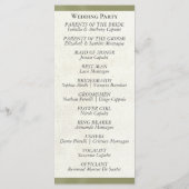 Salbeiband-Hochzeitsprogramm Programm (Rückseite)