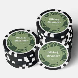 Salbeigrün Abstraktes Korallen-Blumen-Nahtloses Mu Pokerchips