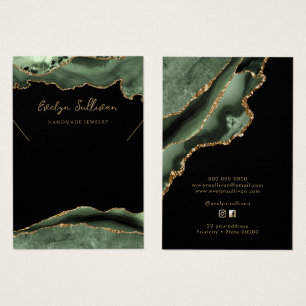 Salbeigrün agate Halskette Display Karte