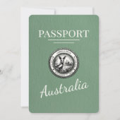Salbeigrün Australien Reisepass Save The Date (Vorderseite)