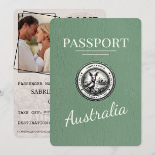 Salbeigrün Australien Reisepass Save The Date