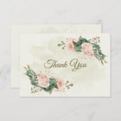 Salbeigrün Blume botanische Hochzeit Dankeskarte (Vorne/Hinten)