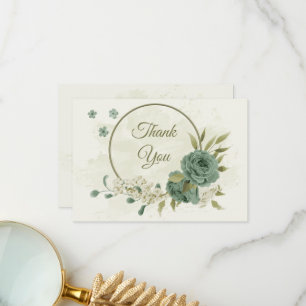 Salbeigrün Blume botanische Hochzeit Dankeskarte