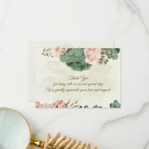 Salbeigrün Blume botanische Hochzeit Dankeskarte