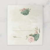 Salbeigrün Blume botanische Hochzeit Platzkarte (Außenseite Aufgefaltet)