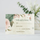 Salbeigrün Blume botanische Hochzeit RSVP Karte (Stehend Vorderseite)