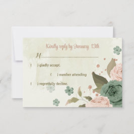 Salbeigrün Blume botanische Hochzeit RSVP Karte