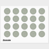 Salbeigrün | Chic & Moderne Hochzeitsmonogramm Runder Aufkleber (Blatt)