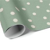 Salbeigrün & Creme Punkte Geschenkpapier (Rolleneckpunkt)