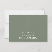 Salbeigrün Einfache Blume Willst du meine Brautjun Einladung (Vorderseite)