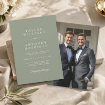 Salbeigrün Einfache Moderne Elegante Foto-Hochzeit