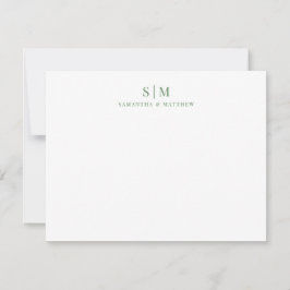 Salbeigrün Einfaches Elegantes Paar-Monogramm Mitteilungskarte