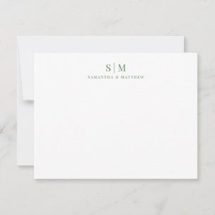 Salbeigrün Einfaches Elegantes Paar-Monogramm Mitteilungskarte