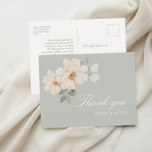 Salbeigrün Florale Hochzeit Dankeschön-Postkarte Postkarte