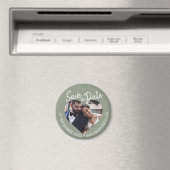 Salbeigrün Foto Moderne Schrift Save-the-Date-Kart Magnet (In Situ (Geschirrspüler))