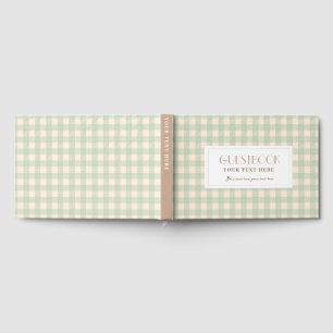Salbeigrün gelb blass hellgrün Gingham Karo Gästebuch