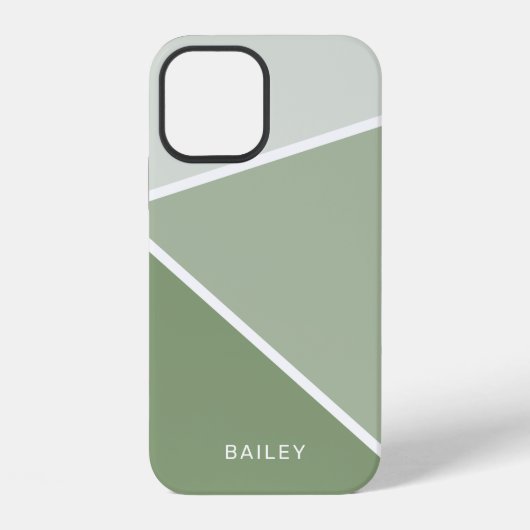 Salbeigrün Geometrisch iPhone Hülle (Rückseite)