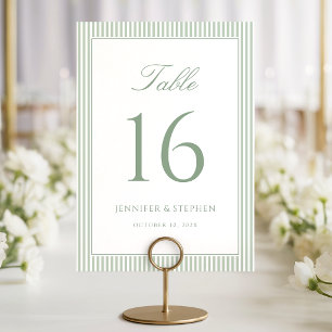 Salbeigrün gestreifte Hochzeitstisch-Nummer Tischnummer