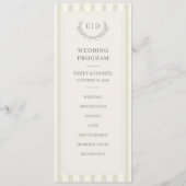 Salbeigrün gestreifte Monogramm-Hochzeit Programm (Vorderseite)