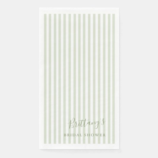 Salbeigrün gestreifte Papiertischdecke Serviette (Vorderseite)