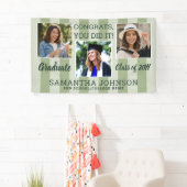 Salbeigrün gestreifter 3-Foto-Collage-Abschluss  Banner (Insitu)