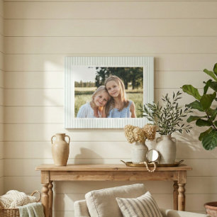 Salbeigrün gestreiftes Familienfoto-Andenken Leinwanddruck