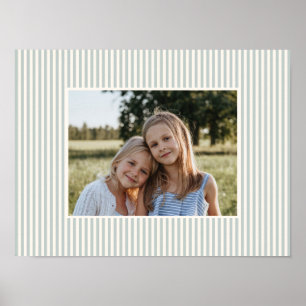 Salbeigrün gestreiftes Familienfoto-Andenken Poster