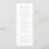 Salbeigrün gestreiftes Hochzeitsprogramm Programm (Rückseite)