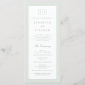 Salbeigrün gestreiftes Hochzeitsprogramm Programm (Vorderseite)