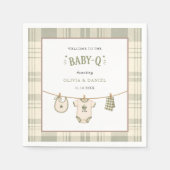 Salbeigrün Gingham-Baby-Party Vintage-BBQ Serviette (Vorderseite)