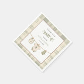 Salbeigrün Gingham-Baby-Party Vintage-BBQ Serviette (Ecke)