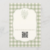 Salbeigrün Gingham Blumen QR Code Brautparty Einladung (Rückseite)