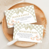 Salbeigrün Gingham Gans Dusche Windel Raffle Begleitkarte