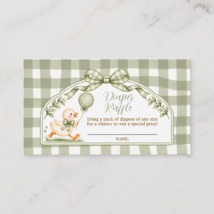 Salbeigrün Gingham Gans Windel-Raffle Baby Shower Begleitkarte
