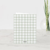Salbeigrün Gingham Golf Baby Shower Dankeskarte (Rückseite)
