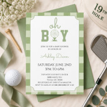 Salbeigrün Gingham Golf Baby Shower