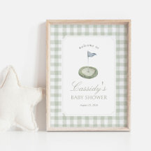 Salbeigrün Gingham Golf Baby Shower Willkommenssch