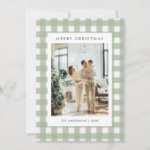 Salbeigrün Gingham Karo 5 Foto Weihnachten (Vorderseite)