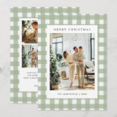 Salbeigrün Gingham Karo 5 Foto Weihnachten (Vorne/Hinten)