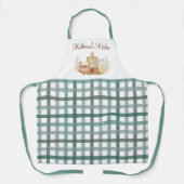 Salbeigrün Gingham Karomuster Backzubehör Schürze (Vorderseite)